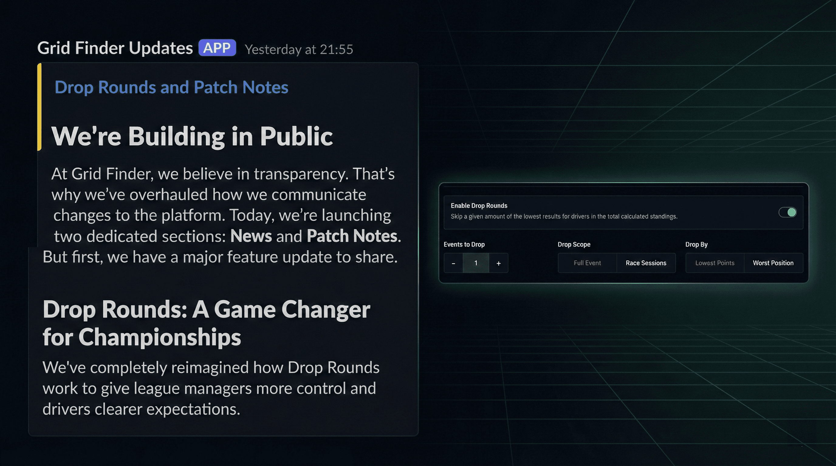 Drop Rounds and Patch Notes