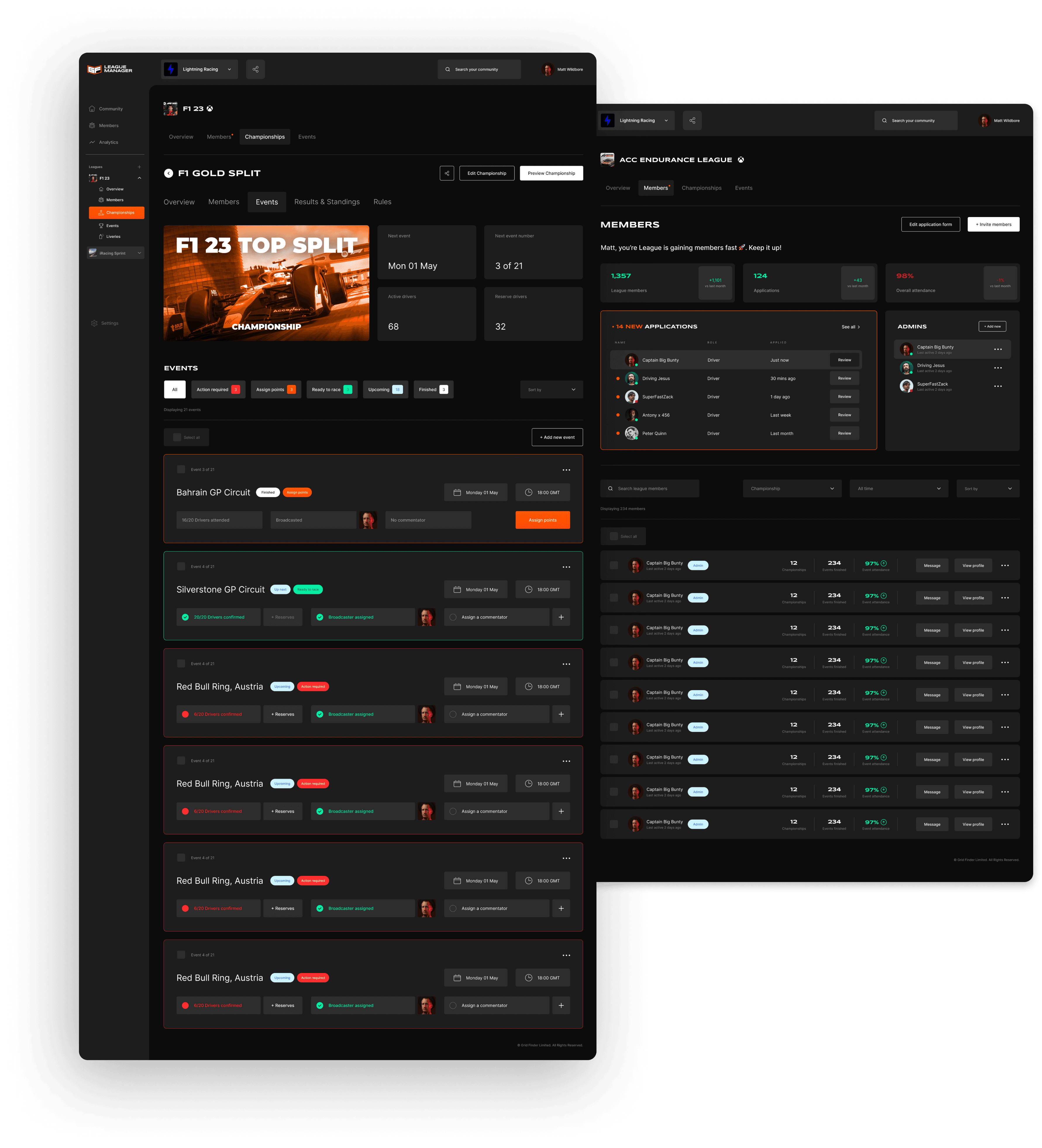 Sim Racing League Management Features